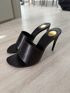 Saint Laurent Black High Heel Slide Mules - Women